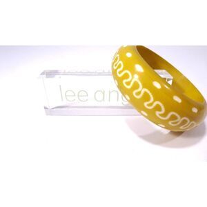 Neiman Marcus Lee Angel Chunky Faceted Resin Wide Bangle Bracelet NWT 125